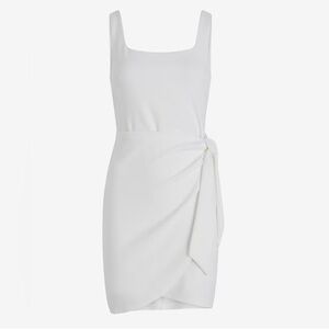 Express White Scoop-neck Sleeveless Tie-wrap Sheath Mini Dress